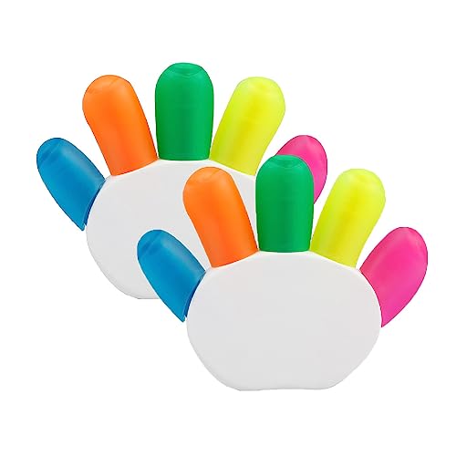 2 Stück mehrfarbiger Textmarker, 5-in-1 kreative Fingerform, Textmarker, Marker Stift für Kinder, Schüler (Rosa, Gelb, Grün, Orange, Blau) von SEIWEI