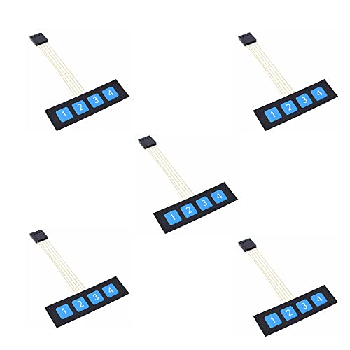 5 Stück Tastentasten-Membranschalter-Tastatur, 1 x 4 Membranschalter-Tastatur für externe Steuerung von SEIWEI