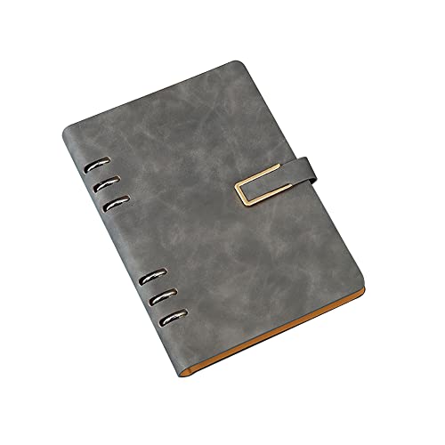 A5-Binder-Notizbuch, 6-Ring-Ledereinband, einfaches Tagebuch, Notizbuch mit Nachfüllpapieren, Reisebinder für Tagebuch, persönlicher Planer, Business, Grau A5-Binder-Notizbuch, 6-Ring-Ledereinband, einfaches Tagebuch, Notizbuch mit Nachfüllpapieren, Reisebinder für Tagebuch, persönlicher Planer, Business, Grau von SEIWEI