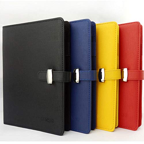 A7 Schwarz Pu-Leder-Tagebuch mit Stiftschlitz und Kartenfächern, austauschbarem Business-Notizblock für das Büro, die Schule von SEIWEI