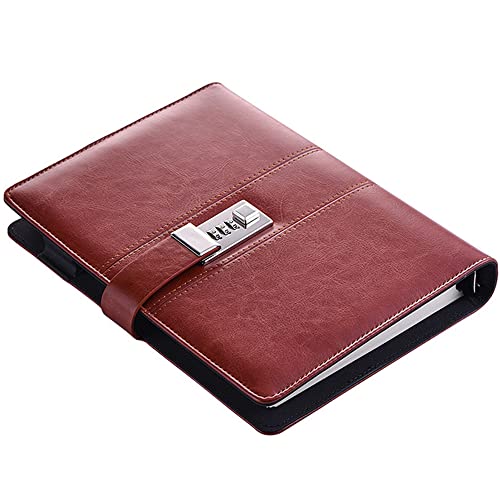 Business Journal, A5 Business Journal mit Zahlenschloss, Zahlenschloss Tagebuch, 100 Blatt/200 Seiten, Traveler's Notebook Journal für Eltern Freunde Kinder Klassisch Vintage (Rot) von SEIWEI