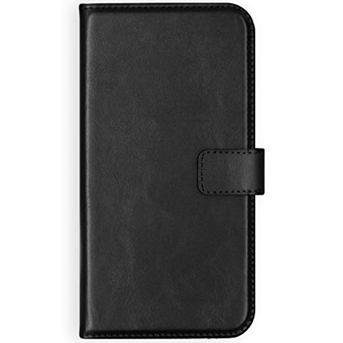 SELENCIA Bookcase Hülle kompatibel mit OnePlus 7 Pro – Era Leder Handytasche Side Flip Case – Handyhülle aus Rindsleder in Schwarz [3 Kartenfächer, Magnetverschluss] von SELENCIA