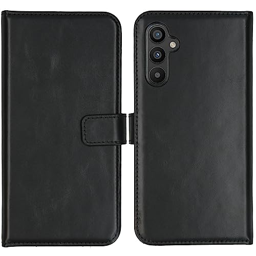 SELENCIA Bookcase Hülle kompatibel mit Samsung Galaxy A34 (5G) – Era Leder Handytasche Side Flip Case – Handyhülle aus Rindsleder in Schwarz [3 Kartenfächer, Magnetverschluss] von SELENCIA