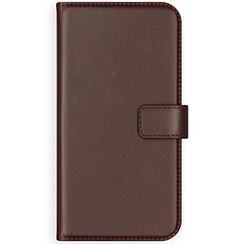 SELENCIA Bookcase Hülle kompatibel mit Samsung Galaxy A40 – Era Leder Handytasche Side Flip Case – Handyhülle aus Rindsleder in Braun [3 Kartenfächer, Magnetverschluss] von SELENCIA