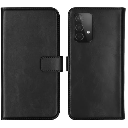 SELENCIA Bookcase Hülle kompatibel mit Samsung Galaxy A52(4G/5G)/A52s – Era Leder Handytasche Side Flip Case – Handyhülle aus Rindsleder in Schwarz [3 Kartenfächer, Magnetverschluss] von SELENCIA
