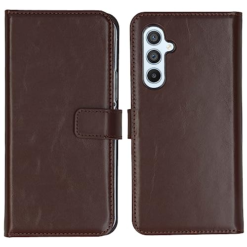 SELENCIA Bookcase Hülle kompatibel mit Samsung Galaxy A54 (5G) – Era Leder Handytasche Side Flip Case – Handyhülle aus Rindsleder in Braun [3 Kartenfächer, Magnetverschluss] von SELENCIA
