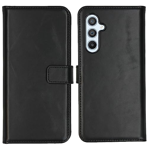 SELENCIA Bookcase Hülle kompatibel mit Samsung Galaxy A54 (5G) – Era Leder Handytasche Side Flip Case – Handyhülle aus Rindsleder in Schwarz [3 Kartenfächer, Magnetverschluss] von SELENCIA