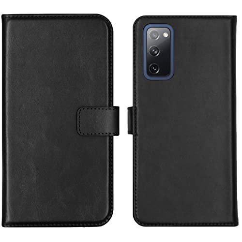 SELENCIA Bookcase Hülle kompatibel mit Samsung Galaxy S20 FE – Era Leder Handytasche Side Flip Case – Handyhülle aus Rindsleder in Schwarz [3 Kartenfächer, Magnetverschluss] von SELENCIA