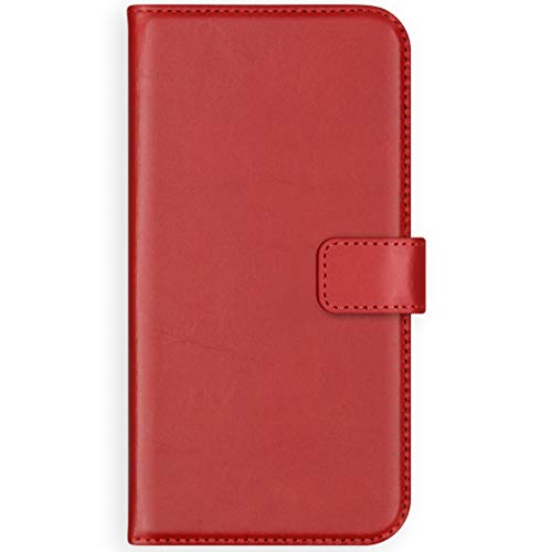 SELENCIA Bookcase Hülle kompatibel mit iPhone 11 Pro – Era Leder Handytasche Side Flip Case – Handyhülle aus Rindsleder in Rot [3 Kartenfächer, Magnetverschluss] von SELENCIA