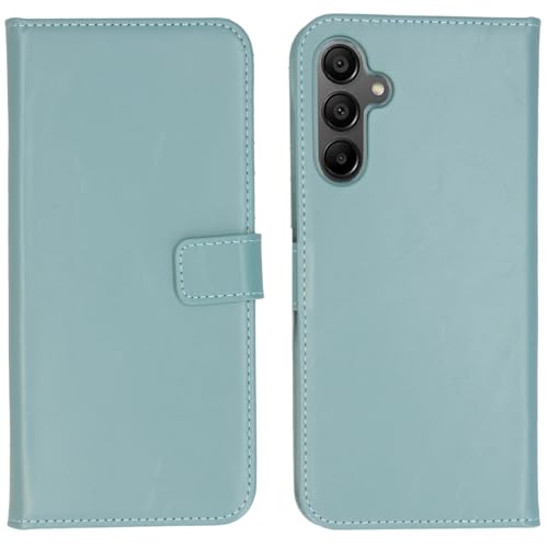 Selencia Kompatibel mit Samsung Galaxy A15 (5G), Samsung Galaxy A15 (4G) Hülle – Era Echtes Leder Bookcase Cover - Handyhülle in Hellblau [Platz für 3 Karten und Briefgeld, Magnetverschluss] von SELENCIA