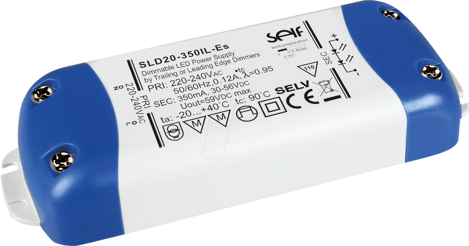 SLD20-350IL-ES - LED-Trafo, 20 W, 30-54 V DC, 350 mA von SELF