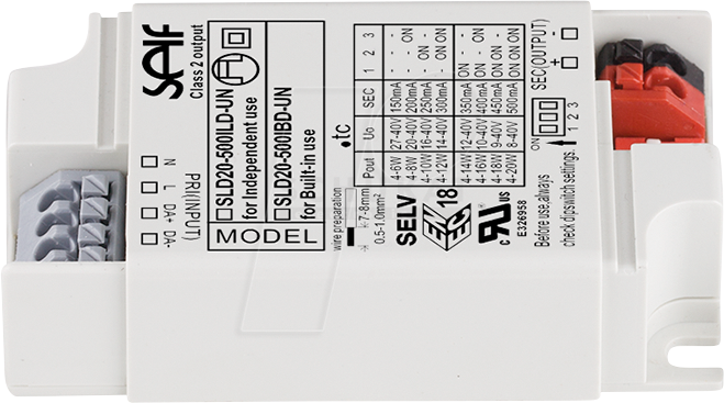 SLD20-500IBD-UN - LED-Trafo, 20 W, 8 - 40 V, 0,5 A, dimmbar von SELF