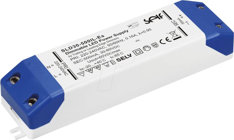 SLD30-500IL-ES - LED-Trafo, 30 W, 30-60 V DC, 500 mA von SELF