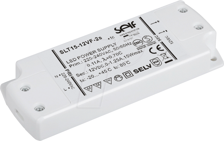 SLT15-24VF-2S - LED-Trafo, 15 W, 24 V DC, 0,625 A von SELF