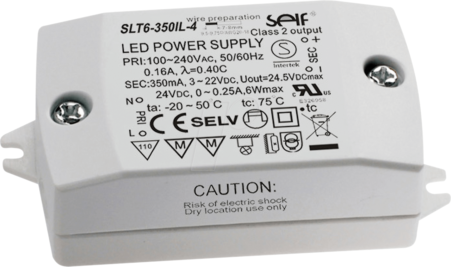 SLT6-350IL-4 - LED-Trafo, 6 W, 3-22 V DC, 350 mA von SELF