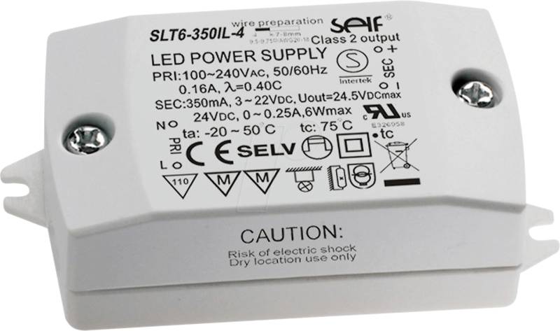 SLT6-350IL-4 - LED-Trafo, 6 W, 3-22 V DC, 350 mA von SELF