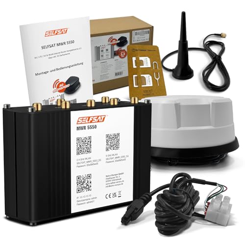 SELFSAT MWR 5550 mit Panorama Antenne weiß (4 x 5G/4G, 2 x WLAN, 1 x GPS, 1 m Kabel), Starlink kompatibel von SELFSAT