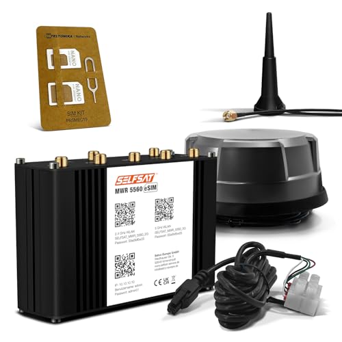 SELFSAT MWR 5560 eSIM 5G Cat 20 WLAN Router bis 3,4 Gbps inkl. Panorama Antenne schwarz SELFSAT MWR 5560 eSIM 5G Cat 20 WLAN Router bis 3,4 Gbps inkl. Panorama Antenne schwarz von SELFSAT