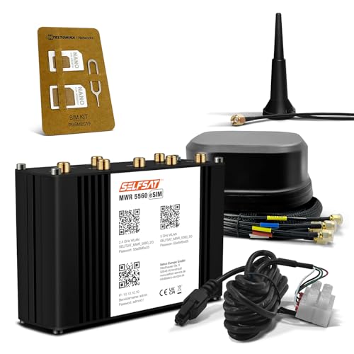 SELFSAT MWR 5560 eSIM 5G Cat 20 WLAN Router bis 3,4 Gbps inkl. SATCO 5G Antenne schwarz SELFSAT MWR 5560 eSIM 5G Cat 20 WLAN Router bis 3,4 Gbps inkl. SATCO 5G Antenne schwarz von SELFSAT