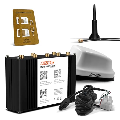 SELFSAT MWR 5560 eSIM 5G Cat 20 WLAN Router bis 3,4 Gbps inkl. SELFSAT 5G Antenne weiß SELFSAT MWR 5560 eSIM 5G Cat 20 WLAN Router bis 3,4 Gbps inkl. SELFSAT 5G Antenne weiß von SELFSAT