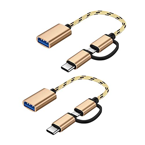 SELIACR USB C/Micro auf USB 3.0 Adapter, 2 Stücke USB C auf USB Konverter, Micro auf USB OTG Adapter Kompatibel mit Samsung Galaxy Android Huawei iMac（Gold,2 Stücke） von SELIACR