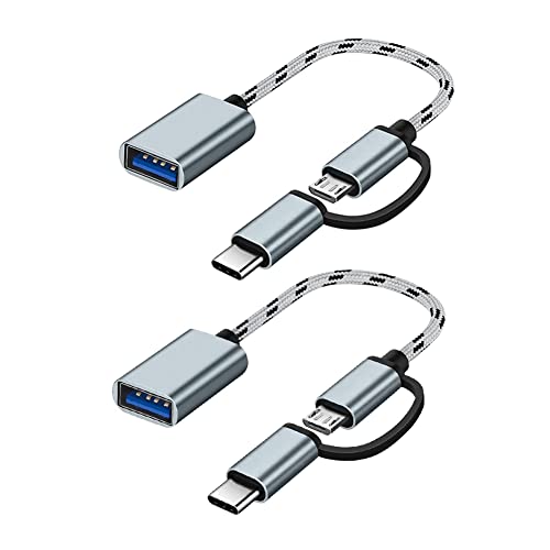 SELIACR USB C/Micro auf USB 3.0 Adapter, 2 Stücke USB C auf USB Konverter, Micro auf USB OTG Adapter Kompatibel mit Samsung Galaxy Android Huawei iMac（Grau,2 Stücke） von SELIACR