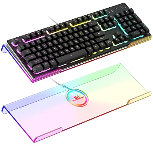 Transparente 366 Arten RGB-Acryl-Tastatur-Halterung, volle Größe, PC-Tastatur-Ständer, Tablett für einfaches ergonomisches Tippen und Arbeiten zu Hause und im Büro, verbesserte Version von SELORSS