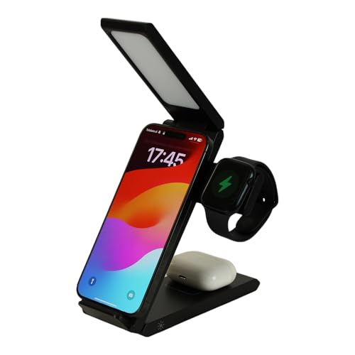 SELSO 4 IN 1 kabellose Ladesstation für Apple Watch und iPhone, mit LED Leuchte, Wireless Charger für 16/15/14/13/12/11/X Series, Apple Watch 10/9/8/7/6/5/4/3/SE/Ultra, Airpods 4/3/2 Pro, von SELSO