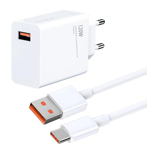 120w ladegerät original für Xiaomi 15 14T Ultra 13T 12T 11T Pro + 5G, Redmi Note 14 13 12 Pro+ Poco X7, USB Netzteil Turbo HyperCharge Schnellladegerät Adapter mit 6A Kabel für Black Shark 5 von SELURK