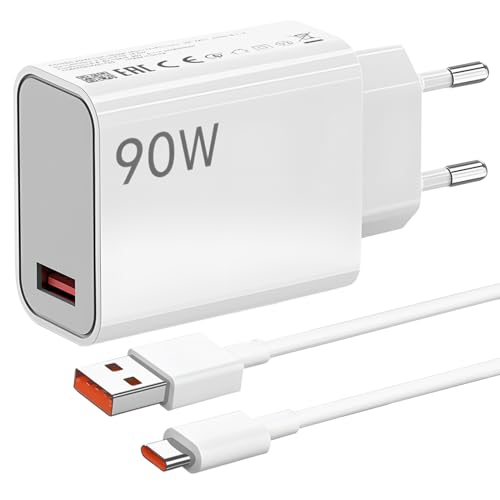 90W USB C Ladegerät für Xiaomi 15 Ultra, 15 Pro, 14T, 14, 13T, 13 Ultra, Redmi Note 14, 13, 12, 11, Poco X7 Pro, X6, F6, Pad 7 P ro Turbo Hyper Charge Schnellladegerät mit 6A USB C Kabel (1M) von SELURK