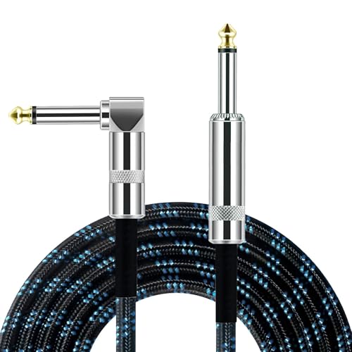 Gitarrenkabel, 3 m, professionelles, geflochtenes Gitarrenkabel, Instrumentenkabel mit 6,35 mm gerade/rechtwinkligem Klinkenstecker, E-Gitarren, Verstärker-Kabel für Bass, Keyboard, Lautsprecher, Pro Gitarrenkabel, 3 m, professionelles, geflochtenes Gitarrenkabel, Instrumentenkabel mit 6,35 mm gerade/rechtwinkligem Klinkenstecker, E-Gitarren, Verstärker-Kabel für Bass, Keyboard, Lautsprecher, Pro von SELURK