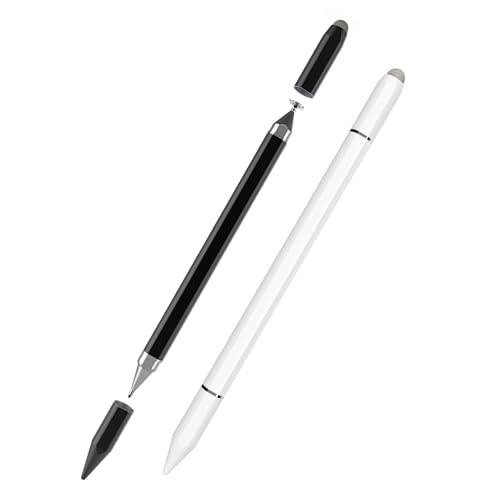 Tablet Stift 3-in-1 Magnetischer Touchscreen Stift, Faser, Gummi & Disc Stylus, Kompatibel mit iPhone, iPad, Samsung, Huawei, Xiaomi, Surface & Weitere Tablets und Handys (Schwarz/Weiß) von SELURK