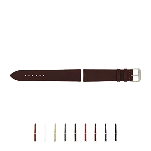 SELVA Uhrenarmband, 14-24 mm, Leder, zum Wechseln, Ersatzarmband für Smartwatch, Made in Germany, Größe:16 mm, Farbe:Mokka mit silberner Schließe SELVA Uhrenarmband, 14-24 mm, Leder, zum Wechseln, Ersatzarmband für Smartwatch, Made in Germany, Größe:16 mm, Farbe:Mokka mit silberner Schließe von SELVA