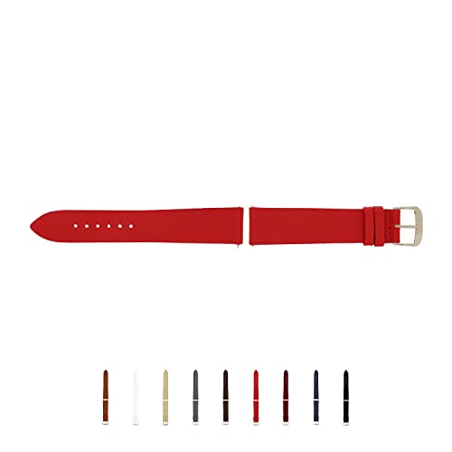 SELVA Uhrenarmband, 14-24 mm, Leder, zum Wechseln, Ersatzarmband für Smartwatch, Made in Germany, Größe:16 mm, Farbe:Rot mit silberner Schließe SELVA Uhrenarmband, 14-24 mm, Leder, zum Wechseln, Ersatzarmband für Smartwatch, Made in Germany, Größe:16 mm, Farbe:Rot mit silberner Schließe von SELVA
