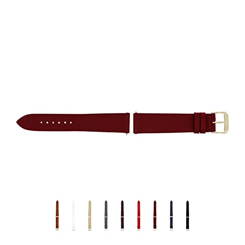 SELVA Uhrenarmband, 14-24 mm, Leder, zum Wechseln, Ersatzarmband für Smartwatch, Made in Germany, Größe:18 mm, Farbe:Bordeaux mit silberner Schließe SELVA Uhrenarmband, 14-24 mm, Leder, zum Wechseln, Ersatzarmband für Smartwatch, Made in Germany, Größe:18 mm, Farbe:Bordeaux mit silberner Schließe von SELVA