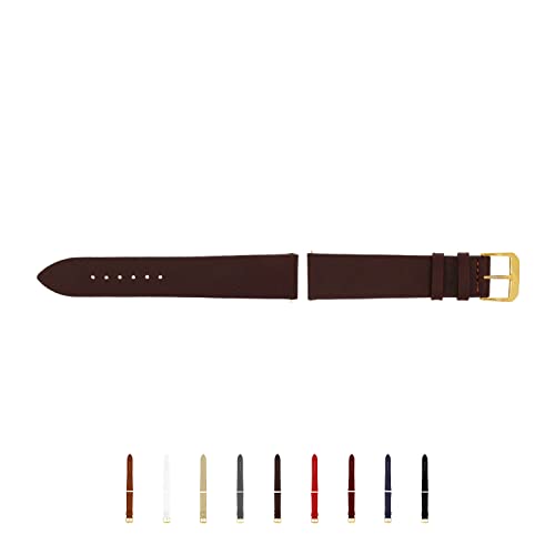 SELVA Uhrenarmband, 14-24 mm, Leder, zum Wechseln, Ersatzarmband für Smartwatch, Made in Germany, Größe:20 mm, Farbe:Mokka mit Goldener Schließe SELVA Uhrenarmband, 14-24 mm, Leder, zum Wechseln, Ersatzarmband für Smartwatch, Made in Germany, Größe:20 mm, Farbe:Mokka mit Goldener Schließe von SELVA