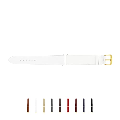 SELVA Uhrenarmband, 14-24 mm, Leder, zum Wechseln, Ersatzarmband für Smartwatch, Made in Germany, Größe:22 mm, Farbe:Weiß mit Goldener Schließe SELVA Uhrenarmband, 14-24 mm, Leder, zum Wechseln, Ersatzarmband für Smartwatch, Made in Germany, Größe:22 mm, Farbe:Weiß mit Goldener Schließe von SELVA
