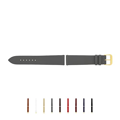 SELVA Uhrenarmband, 14-24 mm, Leder, zum Wechseln, Ersatzarmband für Smartwatch, Made in Germany, Größe:24 mm, Farbe:Steingrau mit Goldener Schließe SELVA Uhrenarmband, 14-24 mm, Leder, zum Wechseln, Ersatzarmband für Smartwatch, Made in Germany, Größe:24 mm, Farbe:Steingrau mit Goldener Schließe von SELVA