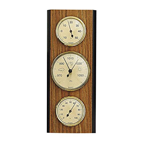 SELVA Wetterstation mit Hygrometer, Barometer und Thermometer, 110 x 270 mm, made in Germany, Farbe:Eiche rustikal von SELVA