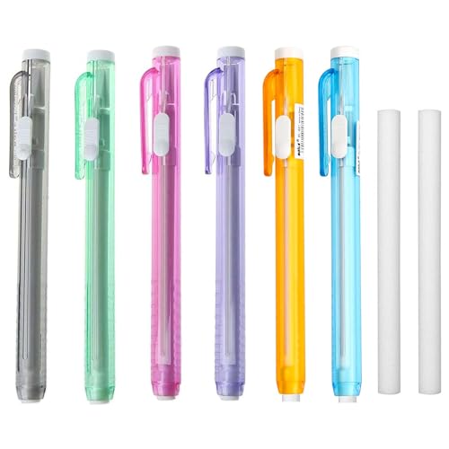 Radiergummi Stift,Pen-Style Radiergummis,Radierer Stift,Eraser Pen,Radirgummistifte,Erasers,Erasing Pen,Pen Eraser,Stift Radierer,6 Stück Steckradierer mit 2 Stück Ersatz Radiergummi-Nachfüllungen von SEMINISMAR