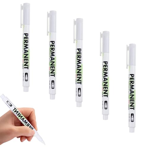 SEMINISMAR Glanzlackmarker,Kreidemarker - weiß,Lackstift weiß wasserfeste stifte,für Holz Stein Kunststoff Leder Glas Stein Metall Leinwand Keramik glasmalstifte steine bemalen wasserfest,5PCS von SEMINISMAR