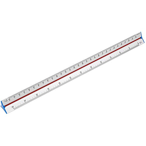 SEMPLIX Aluminium Dreikantlineal 32 cm, 6 Skalen, Eloxiert, Hochwertig, Präzise, Schutzhülle, Ideal für Architektur, Technisches Zeichnen von SEMPLIX