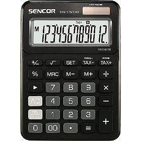 Sencor SEC 372T/BK Tischrechner, Extra großes 12-stelliges Display, MwSt.-Berechnungen, Korrekturtaste, Wurzelberechnung, Prozentrechnung, calculator, schwarz von SENCOR