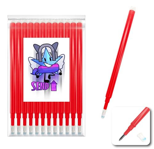 12 rote Ersatzminen Pilot Friction kompatibel XXL für löschbaren Gelschreiber Farbe Rot Spitze 0,7 Schreibstift für Schule auf Stoff und Leder wärmelöschbar von SEND UP