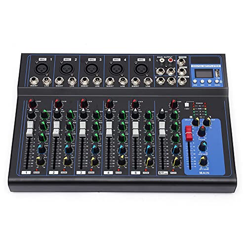 7 Kanal USB Bluetooth Mixer Live Audio-Mixer Studio Mischpult DJ Konsole Verstärker Stereokanal Mischen Konsole von SENDERPICK