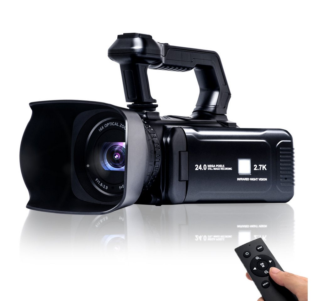 HT DV005 Camcorder (16x opt. Zoom, 2,7K 48MP Digitalkamera, Videocamera mit 4X Digitalzoom) von HT