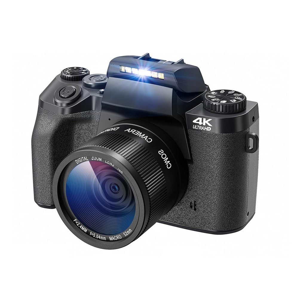 HT W5 Front- und Rücklinse Kompaktkamera (64 MP, WLAN (Wi-Fi), 4,0" Touchscreen Fotokamera mit 16X Digitalzoom, 4K Digitalkamera) von HT
