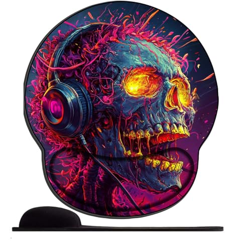 Mauspad mit Gelkissen Ergonomisches Bunter Totenkopf mit Kopfhörern Mousepad mit Handauflage Gel Mauspads mit Handgelenkauflage für Computer Laptop Offfice Heim Mauspad mit Gelkissen Ergonomisches Bunter Totenkopf mit Kopfhörern Mousepad mit Handauflage Gel Mauspads mit Handgelenkauflage für Computer Laptop Offfice Heim von SENDJJ