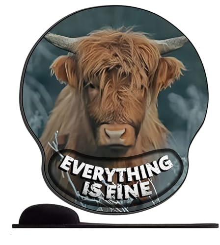 SENDJJ Mauspad mit Gelkissen Künstlerisch Gras Highland Cattle Ergonomisches Wasserdicht Komfort Mausmatte mit Handgelenkpolster Handauflage für Alle Maus Offfice Heim Computer Laptop von SENDJJ