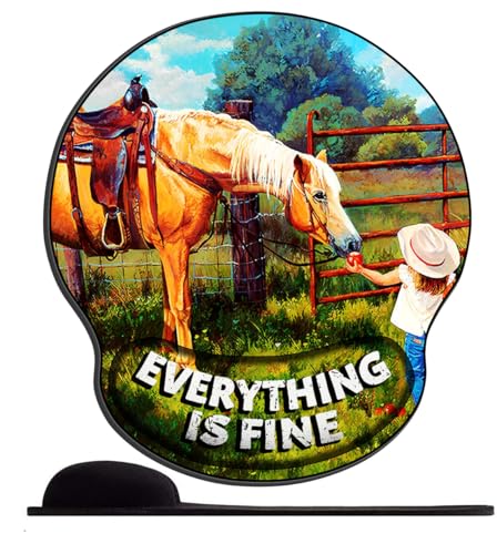 SENDJJ Mauspad mit Gelkissen Malerische WieseKid Feed Horse Ergonomisches Wasserdicht Komfort Mausmatte mit Handgelenkpolster Handauflage für Alle Maus Offfice Heim Computer Laptop von SENDJJ